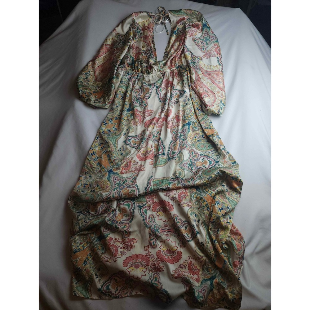 VICI Paisley Print‎ V-Neck Maxi Dress Multi-Color Boho Long Sleeve Womens Medium